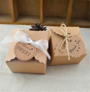 Caixas de doces de casamento Party Favors Gift Boxes de embrulho Kraft Paper Box Caixa de chocolate Caixa de embalagem Baby Shower Supplies2835259