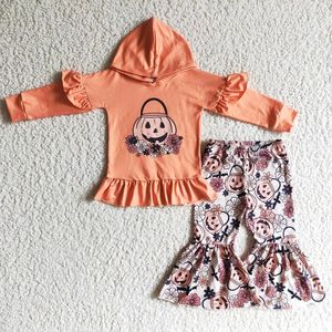 Kläder sätter mode barn designer kläder flickor hoodie set boutique halloween baby flicka blommor pumpa tryckdräkter
