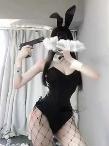 Sexy Set Bunny Cosplay Come Women Sexy Bodysuit Lingerie Kawaii Bunny Girl PU Faux Leather Rabbit Suit Anime Outfits T240513