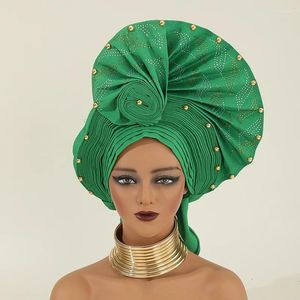 Abbigliamento etnico di alta qualità africano nigeria gele da matrimonio con pietre per la testa della fascia per la testa di turbante Cappello auto a capo aso