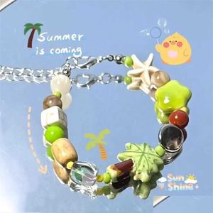 Chain Resin Bead Lucky Fish Bracelet Fresh Glass Fashion Design Coconut Tree Korean Jewelry Accessories Gift Q240401 Drop Delivery Dhp38
