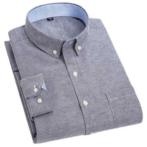 Мужские рубашки мужская оксфордская текстильная рубашка повседневная длинная сплошная сплошная мода мода Slim Fit Business Procome Tide Оптовая Y240514