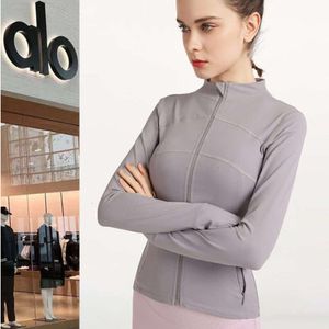 Desginer Aloe Yoga Jacket Top Shirt Clothe Short Woman Hoodie Suit Spring/summer Nude Cover Finger Zipper Long Sleeve Fitness Running Sports Slim Fit Stand Neck