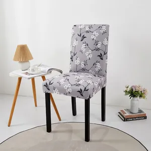 Chair Covers Gray Flower Print Cover Stretch For Kitchen Stools Elastic Floral Chairs Slipcover Home Wedding Decoration Accessories