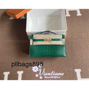 Borse di design kilys vera pelle 7a borsa mini generazione 22 cm Pochette 6q smeraldo verde lucido glossy quadrato veloce coccodrillo coccodrillo fibbia oro