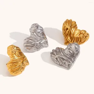 Серьги с шпилькой INS 18K Золото серебряная серебряная из нержавеющая сталь Филигранная филигранная сердечная серьга для женщин Водонепроницаемость