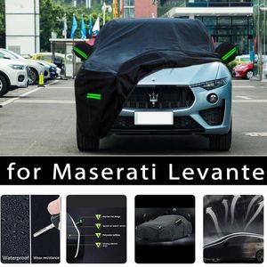 Araba kapakları Maserati Levante Dış Mekan Koruması Tam Araba Kapağı Kar Örtüsü Güneş Sağlığı Su Yalıtısı Toz Groopt ve Harici Araba Aksesuarları T240509