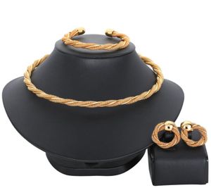 Küpe Kolye Yüksek Kaliteli Dubai Altın Küpe ve Set Afrika Gelin Mücevherleri Kadın Partisi Hediyesi 3377052