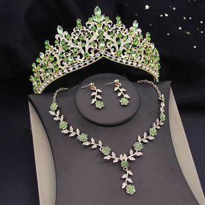Качественные наборы ювелирных изделий Bridai Crown для женщин 3 шт. Тиары с серьгами -ожерельем набор свадебного платья для выпускного костюма 240507