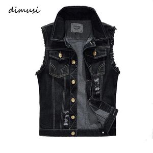 Dimusi Spring Autumn Vintage Design męska kamizelka dżinsowa męska czarne kurtki bez rękawów męskie dżinsy marka kamizelka 6xlya566 240509
