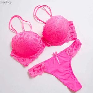 Conjuntos de sutiãs de 2 peças/conjunto BRA BRIE Conjunto de cor sólida com alça de ombro destacável Conjunto de roupas íntimas traseiro de peito duplo de renda de renda de renda XW