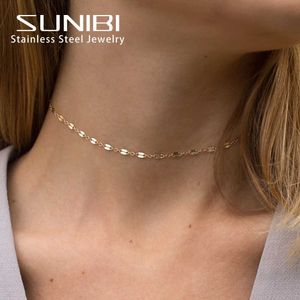 Chokers rostfritt stål halsband lämpligt för kvinnor guldkedjelänk halsband utsökt enkel halsband vän gåva smycken grossist Kolye D240514