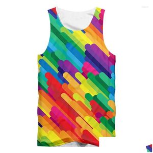 Men'S Tank Tops Mens Splash Paint Colorf Stripes Top 3D Printed Man/ Women Casual Fashion Campaign Vest Summer Oversized Gym Clothin Dhkcy
