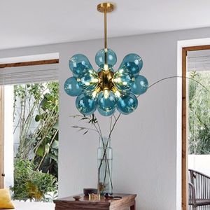 Candelie de teto de bolha de vidro nórdico para quarto da sala de estar da sala de cozinha Luzes pendentes de casa Decoração Lusters Luminárias