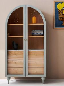 Декоративные тарелки винный шкаф французский боковой винтаж с твердым деревом книжного шкафа скандинавской стеклянной дверь двойное хранение можно настроить