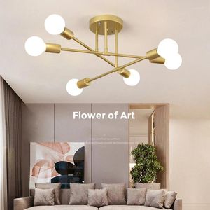 Chandeliers Retro Industrial Wrought Iron Material 6Heads LED Ceiling Lamp Home Luminaire Modern Living Room Light E27 Decoration