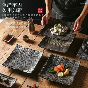 Teller mit Keramik Sushi Eisenplatte im japanischen Stil 9-Zoll-Salat-Haushaltsgeschirrquadrat