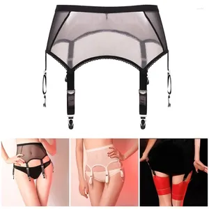 Strumpfbeine schiere Mesh Strumpfbandgürtel sexy hohe Taille durch Hosenträger mit 4 verstellbaren Trägern und Clips für Frauenstrümpfe durch