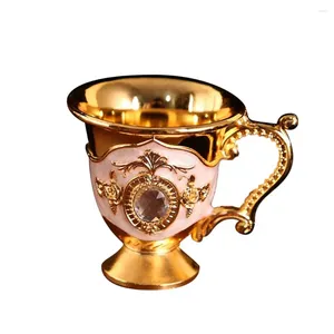 Mugs 5 Colors Convenient Exquisite Rhinestone Teacup Decor Zinc Alloy Liquor Cup Wide Application For Gifts