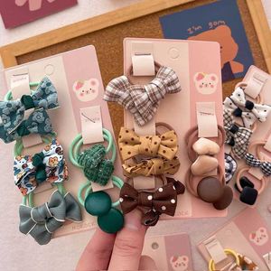 Hair Accessories 10Pcs/Lot Sweet Cute Baby Hair Band Girls Hair Ties Bows Elastic Rubber Band Dot Plaid Scrunchies Kids Hair Accessories