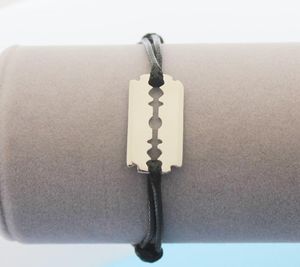 No 100 925 Sterling Silver Razor Dangle with Rope Chain for Men Women Adjustable Bracelet Lame De Rasoir Jewelry6030003