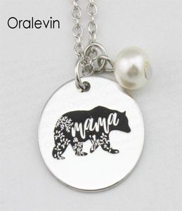 Idéias de carimbos de metal mama inspirador com carimbo de mão gravada com encantamento personalizado de colar de grãos pendentes Jóias de presente 18 polegadas 22mm 10pcs L4828313