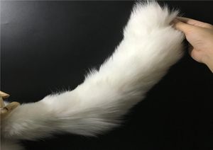 Magicfur - Real Fur White 50cm Fox Tail Bag Keychain Charm Soft Y Keyring Pendan Accessories1842266