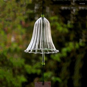 Decorative Figurines 12pcs/pack Striped Glass Windchime Home Hanging Ornament Door Decoration Creative Praying Bell Year Gift DIY Greeting