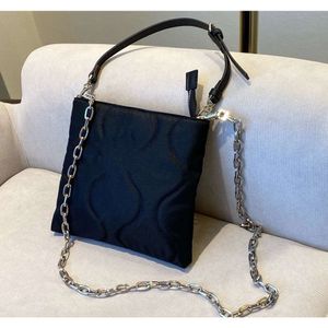 Evening Bags 2024 New Chain Black Simple and Fashionable Versatile Small Square Handbag Nylon Cloth Single Shoulder Crossbody Bag