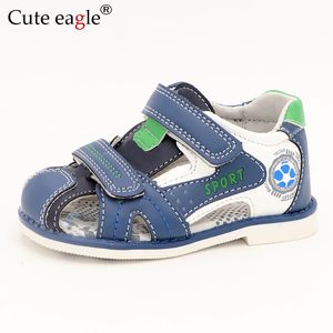 Süße Adler Kinder Sandalen Sommer PU Leder Orthopädische Kleinkindschuhe Jungen geschlossener Strandschuhe Baby Flat 240506