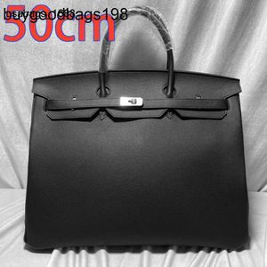 Дизайнерская сумка Birkis Sumbams 50 см Портативная платиновая подлинная кожа для мужчин Большой путешествие повседневная сумочка