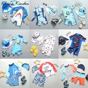 Swimsuit Boys da bagno per bambini a due pezzi UPF50 Swim costumi a maniche lunghe cartone animato da bagno per bambini integrato Survi di surf sulla spiaggia Swimsuitl2405