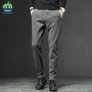 Men's Pants OUSSYU Mens Spring Autumn Casual Pants High Quality Classic Thick Straight-leg Trousers Male Brushed Fabric Brand Clothing 38 Y240514