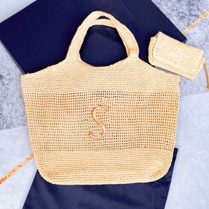 夏のラフィアスバスケットショルダービーチバッグデザイナー財布とハンドバッグファッション織りクロスボディラグジュアリートートバッグ