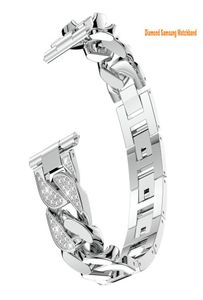 Biżuteria Diamond Smart Straps Paspband Galaxy Watch 3 Watch 3 41 mm 4 opaska 44 mm 40 mm Women Bling Solid ze stali nierdzewnej Zastąpienie 9450119