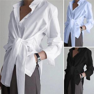 Frauenblusen Frauen elegant Streetwear Ol Tops Casual Lose Button Up White Blue Long Sleeve Vintage Oversize Shirt