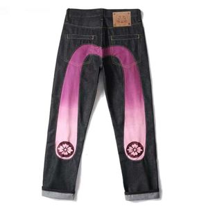 2023 Осенняя Хай -стрит Хип -хоп граффити, печатные джинсы мужские модные модные брюки