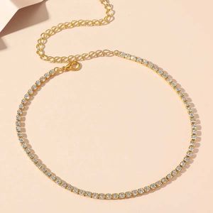 Tennis Fyuan Fashion 4mm schwarzes Gold Silber Kristall Halskette Damen Tenniskette Halskette Hochzeit Schmuck D240514