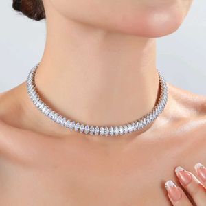 Tennis Luxury Bride Fashion Crystal Diamond Necklace Womens Wedding Accessories Tennis Chain Necklace Jewelry Corell Women d240514
