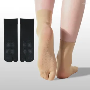 Женщины носки 3 пары шелк два пальца табака носка сплошные силиконовые подошвы против Slip Женские чулки летние нейлон