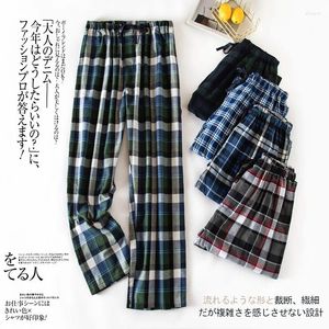 Herren Nachtwäsche Frühling Herbst Herbst Männer Baumwolle Schlafboden männliche Loungewear-Hosen lässig Plaid Pyjama Hosen Plus Size Home M-XL