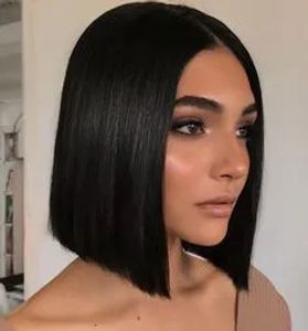 Perücken heiße Frisur Damen kurzgeschnittener Bob Straight Perücke Afrikaner Ameri weiche brasilianische Haarsimulation menschliches Haar Kurzer Bob -Stil -Perücke Mid Pa