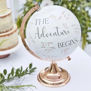 Party Favor Rose Gold Globe - Gästbok Alternativ Wedding Travel Hen Bridal Guestbook Baby Shower Wishing