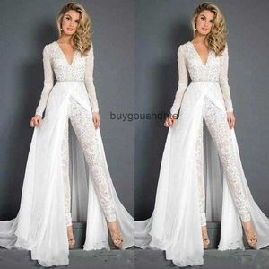 2021 Богемные кружевные шифоновые свадебные платья Невестные платья для свадебных платье с моджными видами с длинным рукавом пляжные брюки Boho Suit
