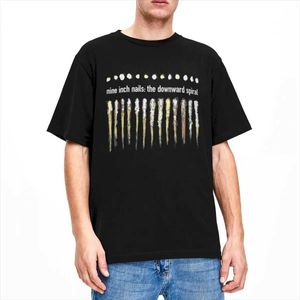 T-shirts masculinos Mens Camiseta plana Camiseta Casual Banda de rock 100% algodão de algodão Nove Top Q240514