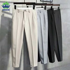 Men's Pants New Spring Summer Suit Pants Men Thin Business Classic Grey Black Khaki Straight Korean Formal Trousers Male Plus Size 27-40 42 Y240514