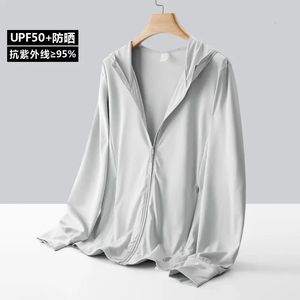Full Zip Mens Sun Protection Hoodie Shirt UPF 50 Long Sleeve SPF Rash Guard Fishing Swimming Light Weight 240515