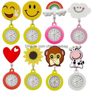 Party Favor Fashion Badge Reel Nurse Doctor Cartoon Animal Retractable Pocket Watches Gift For Hospital Medical Brooch Clip Clock Drop Otzlv