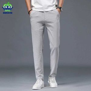 Men's Pants Spring Summer New Casual Pants Men Soft Linen fabric Slim Fit Thin Fashion Gray Grn Khaki Trousers Male Brand Clothing 28-38 Y240514