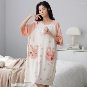 Kadınların Sweetwear Seksi Yaz Pamuk Nightgown Kadın Kısa Kollu Nightshirt Kadın Sevimli Karikatür Nightdress